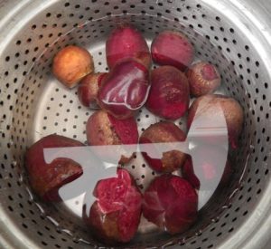 Beets ready for cooking into a beet soup