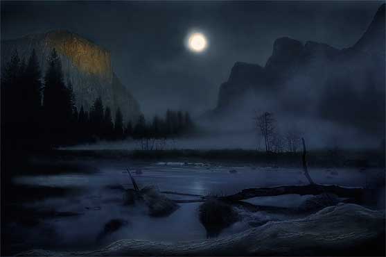 Moonlit Yosemite Valley
